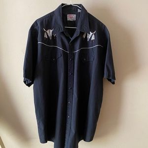 Ely Western short sleeve cow skull shirt